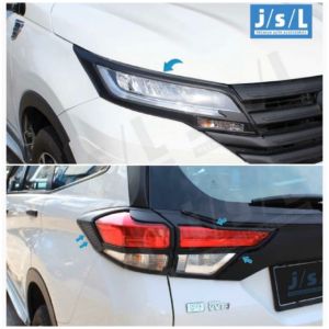 PAKET GARNISH LAMPU HITAM BLACK DOFF LIS LIST LAMPU DEPAN BELAKANG ALL NEW RUSH TERIOS 2018 2020 2021 DCA