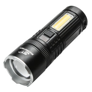 Senter ZOOM LED + Cahaya Samping COB Super Terang High Quality 3 Mode Bahan Alumunium - S56