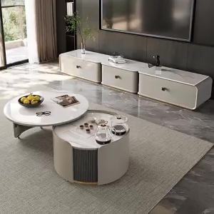 Slate Coffee Table Living Room Household Small Apartment Modern Round Tea Integrated Removable Tea Table