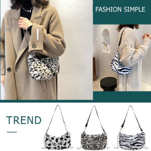 BAGOO Túi Đeo Dưới Cánh Tay Có Dây Hình Ngựa Vằn Cổ Điển Hàn Quốc Cho Nữ Túi Đeo Vai Nhung Lông Túi Xách Nữ In Hình Động Vật Thường Ngày