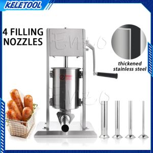 5-liter automatic sausage filling machine with manual press 4 funnels 304 stainless steel