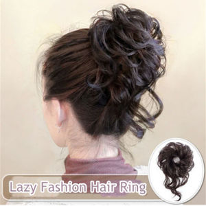 Women Lazy Long Beard Wig Hair Ring Natural Realistic Easily Wig Hair Bud Headgear