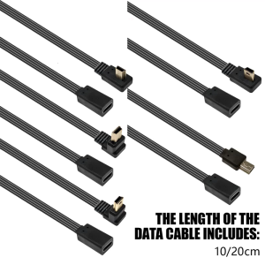 Type C Female to Mini USB Male Converter Cable Wire with 90 Degree Angle/Straight Head for Easy Use in Confined Areas