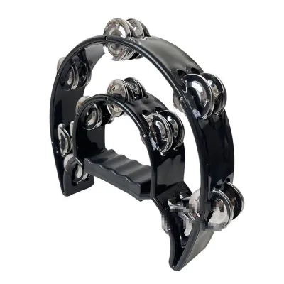 Loud Crisp Sound Tambourine Half Moon Design Music Instrument Tamborin School Dance Band