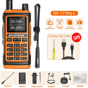 Baofeng UV-17L Pro Tri Band Two Way Radio Long Range NOAA V/UHF Type-C Charging Walkie Talkie/ Ht Baofeng Original Garansi. radio walkie-talkies frekuensi penerbangan 5000km