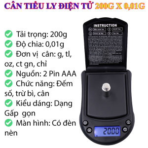 Cân Tiểu Ly Điện Tử 200x 001g kiểu dáng bỏ túi tiện lợi