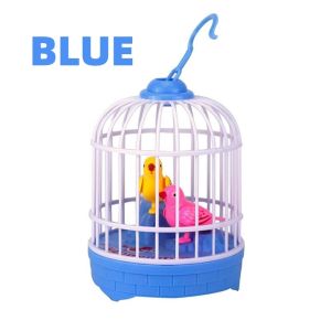Electronic Simulation Birds Cage Toy with Voice Control Sound Realistic Voice Sensor Parrot Cage Toy