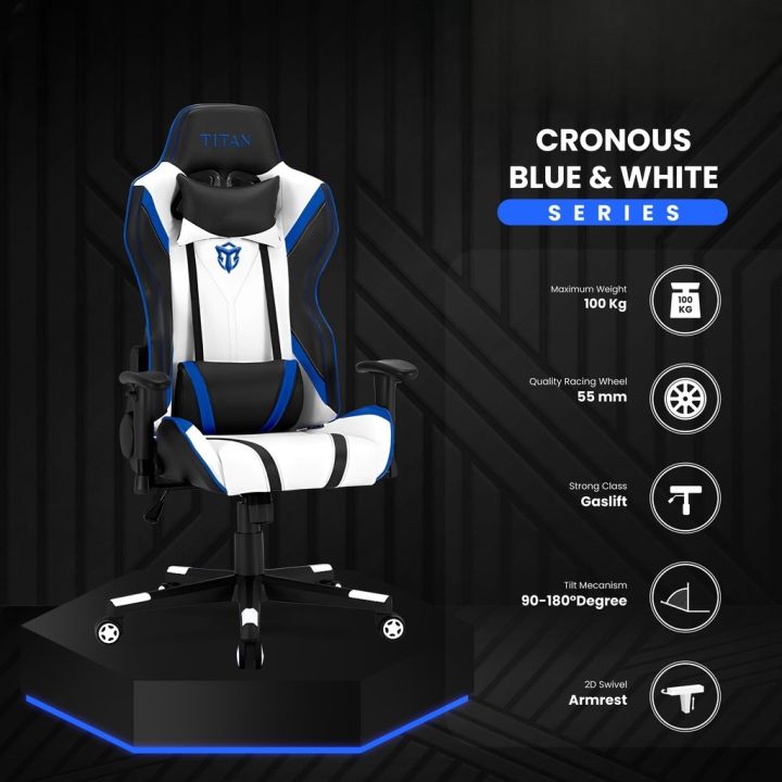 Kursi Gaming Premium Quality Seat / Kursi Gaming Blue White / Kursi