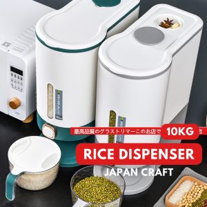 【READY STOCK】5KG 10KG AUTOMATIC RICE DISPENSER RICE STORAGE RICE BUCKET UPGRADED Nano Insect Moisture Proof Container with Measuring & Rice Rinsing Cup Viral Smart Kitchen Large Grain Storage High Storable Capacity / Bekas Makanan Beras Nasi / 大米储G