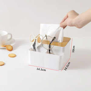 【1-3 Days Delivery】Shopware Home simple wooden tissue box Nordic style pumping box living room desktop storage box