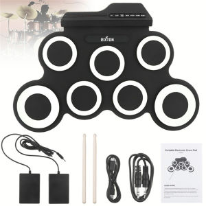 RIXTON Portable Electronic Drum Digital Roll-up Digital Drum Set Silicone Electric Drum Pad Kit