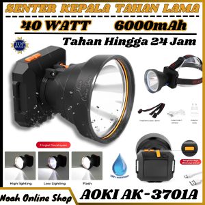 Senter Kepala AOKI | Senter Kepala Tahan Lama | aoki Senter Kepala 40W Cahaya Terang | Senter Kepala Aoki Ak-3701A Headlamp 40 Watt Cahaya Putih Tahan Sampai 24Jam ~ Noah Online Store