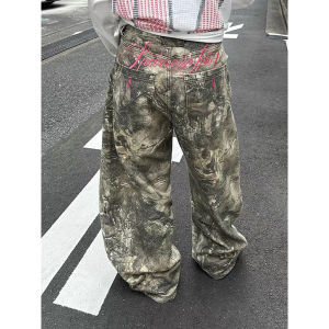 ZHIZOU Women Gothic Baggy Y2k Jeans American 2000s Style Embroidery Jean Pants Vintage Harajuku Oversize Denim Trousers Autumn2026