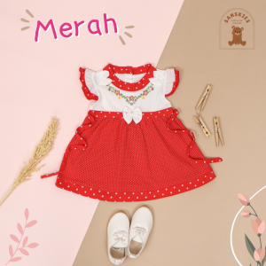 Dress Bayi Perempuan Rumbai Rok Ikan Mute untuk Anak 6-18 Bulan Free Celana Dalam Bayi Murah Terjangkau / Dress Baby Gaun Bayi Bahan Katun / Bisa COD Bayar di Tempat