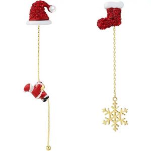 GAOSU Bead Pendant Personality Tree Sled Tassel Link Alloy Asymmetrical Dangle Earrings Christmas Earrings Female Ear studs Korean Style Earrings
