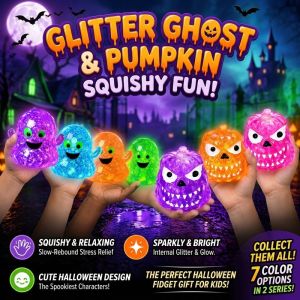 Halloween Squishy Toy Ghost Skeleton Pumpkin Glitter Slow Rebound Stress Relief Fidget Kids