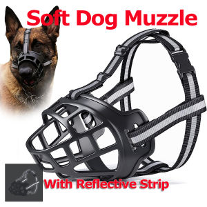 Soft Dog Muzzle with Reflective Strip – Adjustable Anti-Biting Mask for Dogs Breathable & Comfortable 3 Sizes Available