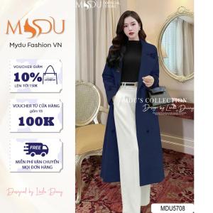 Áo Mangto MDU5708 Chất Liệu Dạ Ép Cao Cấp Cổ Vest Trang Nhã Đi Kèm Đai Rời Từ MDU