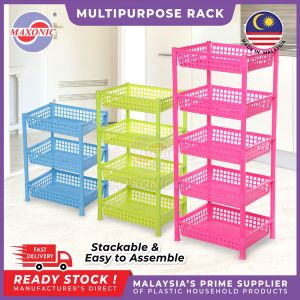 MAXONIC 3/4/5 TIER MULTIPURPOSE RACK | WATERPROOF RACK | KITCHEN/BATHROOM/OFFICE SHELVES | A4 DOCUMENT TRAY
