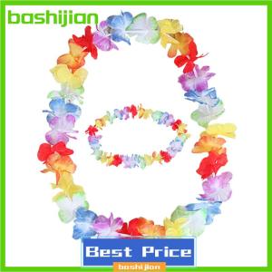 bashijian 10pcs Hawaiian Flower leis Garland Necklace Fancy Dress Party Hawaii Beach Fun