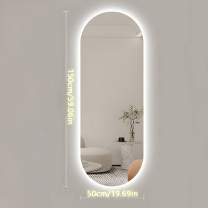 Intelligent human body sensing full body mirror LED three color light elliptical dressing mirror