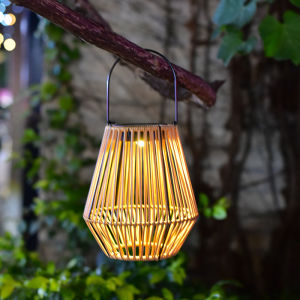 Solar Garden Lantern Hanging Lamp Handmade Rattan Retro Courtyard Solar Light Outdoor Waterproof
