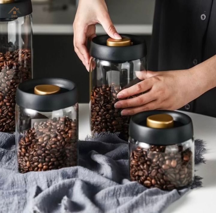 Popxstar  Coffee Bean Storage Jar Retro Sealed Food Grade Glass Coffee Powder Preservation Large Capacity Storage Bottle main image 1