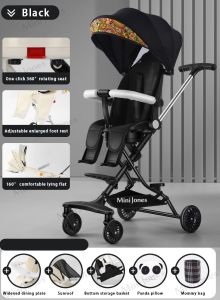 MiniJones Baby Stroller Foldable 360 Rotate Multi-Functional Adjustable Backrest Baby Trolley Lightweight
