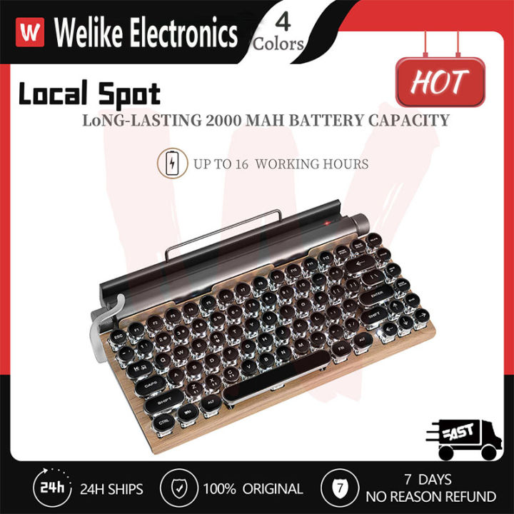 【Local Seller】Welike Mechanical Keyboard Wireless Bluetooth keyboards Dot retro typewriter