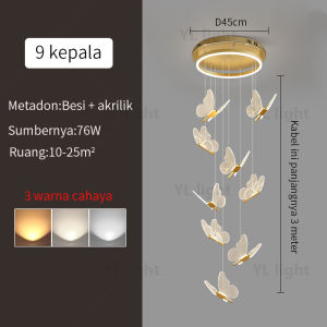 Lampu gantung tangga kreatif lampu ruang tamu lampu ruang tamu lampu kombinasi kupu-kupu mode lampu kamar tidur lampu kamar tidur lampu lorong sederhana lampu