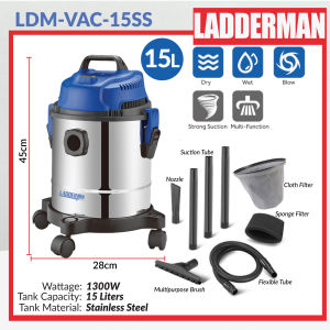 LDM 1300W 2 IN 1 Strong Suction Dry Wet Vacuum Cleaner Set 15L Household Vacuum Home Appliances Vacum Rumah