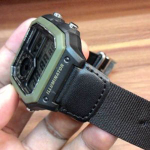 Jam Tangan Pria Casio illuminator World Time Kanvas Strap mens AE1200WHB Digital