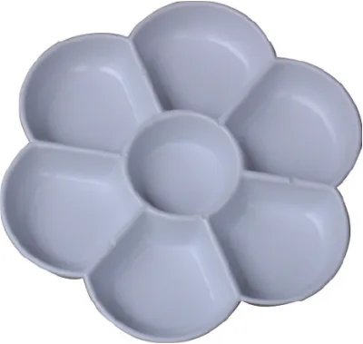 Flower Shape 7-Well Plastic Painting Palette KUELOX 8607 for Watercolor Acrylic Gouache Kids Art