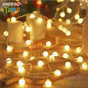 【Happy Time】2M 20 LED Christmas String Lights Santa Claus Snowman Fairy Lights Battery Powered Xmas Tree Decoration For Bedroom Balcony Home Holiday Party Indoor Outdoor Festive Lighting DIY Decor