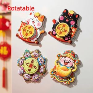 SMVU Cartoon New Year ic Sticker Rotatable God of Wealth Refrigerator Decorative Funny Cute 3D Refrigerator s Home Kitchen Decoration