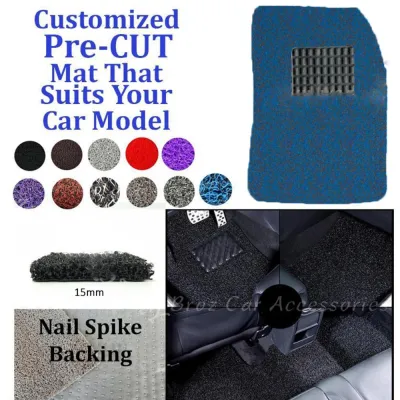 PRE CUT OEM PVC 1 PCS DRIVER SIDE CARPET 15MM Customized Coil Floor Mat Anti Slip Carpet - Nail Spike Backing For Perodua Myvi Axia Aruz Alza Bezza Ativa Kancil Kelisa Kembara Kenari Viva