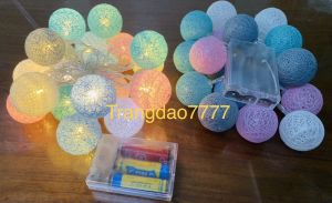 20 Bóng Đèn Cầu Mây Đèn Led Bóng Tròn Cotton Ball Trang Trí Tiệc Cắm Trại (Điện/Pin/USB) Dài 2 Mét