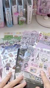 LZD  My Daily Series Wow Card Original  Hand Ledger Sticker Character Stickers   Double Transparent Decorative Material Character Stickers