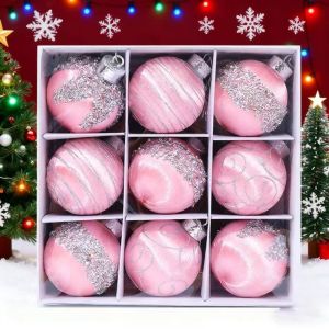 DOOUR 16Pcs/set 8 cm Đồ trang trí Giáng sinh Tơ lụa 9 chiếc Đồ trang trí Giáng sinh nhiều màu sắc Đặc biệt Thiết kế hình dạng đặc biệt Đồ trang trí cây thông Noel Tiệc Giáng Sinh
