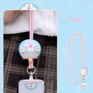 Doraemon Phone Lanyard with Adjustable Braided Cord DR1 - Blue Yellow Pink - Official Licensed