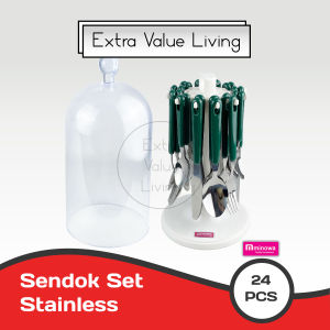 YOSHIKAWA Sendok Makan Stainless Sendok Set 24 Pcs Sendok Garpu Set Cutlery Set EVL-9502