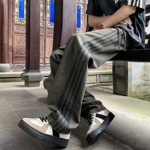 Three Stripes Cargo Pants Men Spring Autumn American Style Outdoor Functional Waterproof Hiking Pants Cool Loose Casual Long Pants