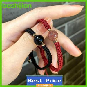 bashijian New Obsidian Lucky Beads Strawberry Bracelet Womens Woven Couple Bracelet Gift