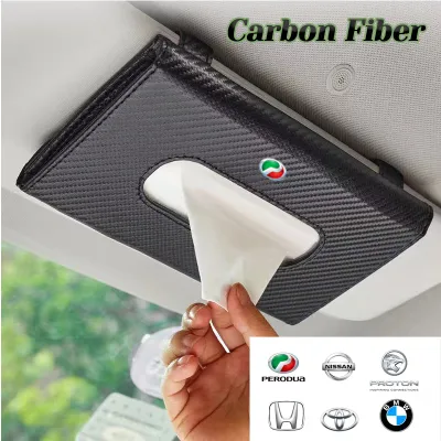 AUTOP Carbon Fiber Car Tissue Holder Box Universal Tisu Sun Visor Storage Kereta Car Organizer Accesories for BMW Benz Honda Toyota Nissan Perodua Proton
