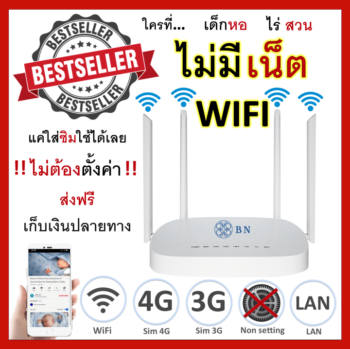 Router 4G ใส่ซิมใช้ได้เลย เสียบสายแลนได้ 4G/3G WiFi 4G Wireless Router ...