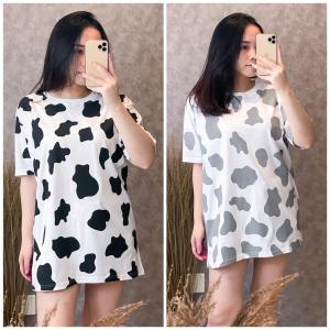 Oversize Tee T Shirt Wanita Kaos Cewek Kekinian Motif Sapi Print Series