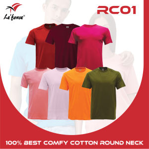 LEFONSE Unisex Round Neck T Shirt Tubular Cotton Tee Short Sleeve 100% Combed Cotton 160gsm Regular Fit Pre Shrunk Enzyme Wash Tear Away Label Tubular Body Oeko-Tex Azo Dye Free Hypoallergenic Skin Friendly XXS-5XL 7XL Casual Daily Wear Baju 男女纯棉T恤 RC01