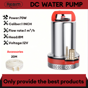 REAIM DC Submersible Pump 12V 24V Stainless Steel Deep Well Water Pump 1 Inch Outlet High Lift for Agricultural Irrigation Household