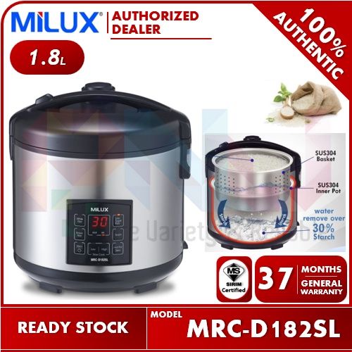 Milux 1.8L Sugar Less SUS 304 Stainless Steel Inner Pot Rice Cooker MRC