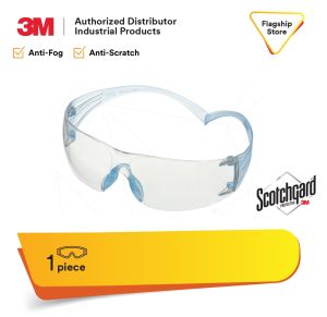 3M SecureFit SF301SGAF-LBL Ice Blue Temples Scotchgard Anti-fog Anti-Scratch UV lens Clear protective safety eyewear
